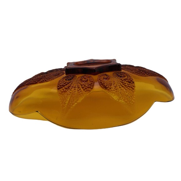 Vintage Anchor Hocking Renaissance Amber Leaf Glass Oval Relish Dish Candy  10" - Picture 3 of 8